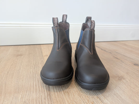 Yabbies Kinderboots aus Leder – Dark Brown and Blue
